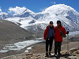 31 Jerome Ryan And Gyan Tamang On Ridge Above Shishapangma North Advanced Base Camp With Phola Gangchen And Shishapangma North Face Jerome Ryan and Nepalese Guide Gyan Tamang pose on the ridge (5790m) above Shishapangma North Advanced Base Camp.